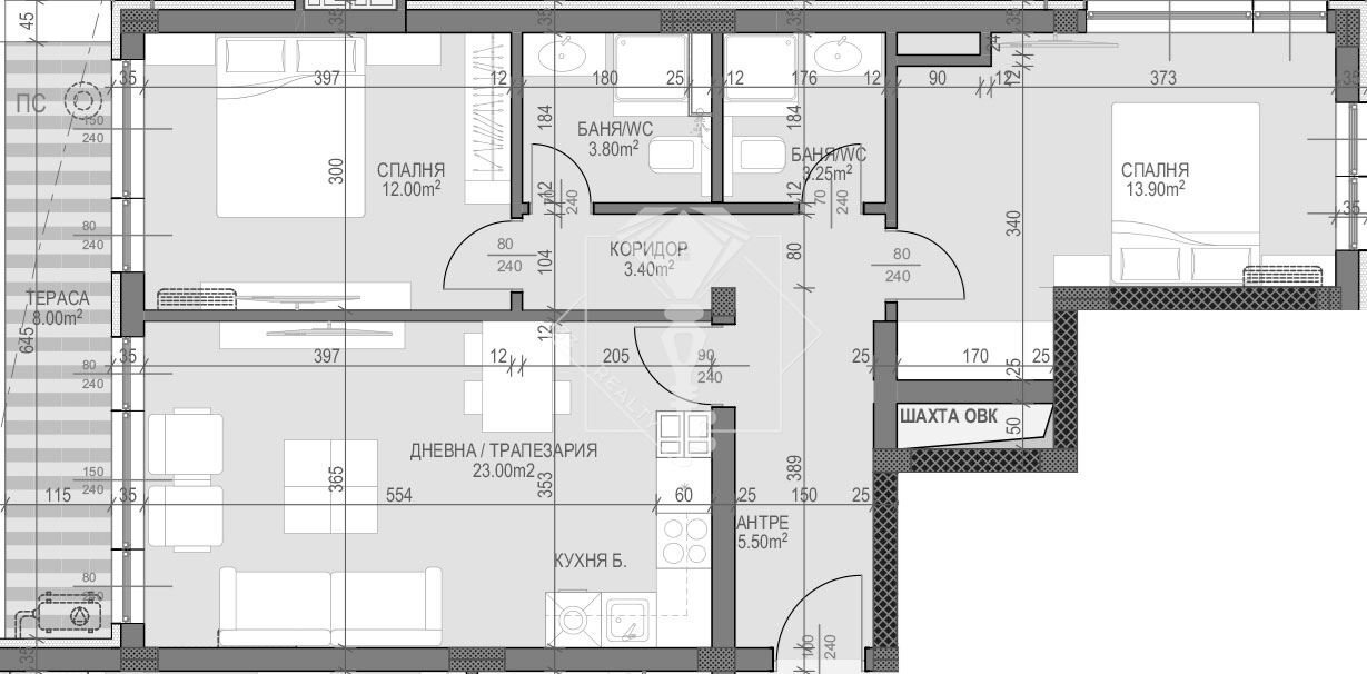 Three-room apartment Plovdiv (neighborhood Гагарин) - photo 1