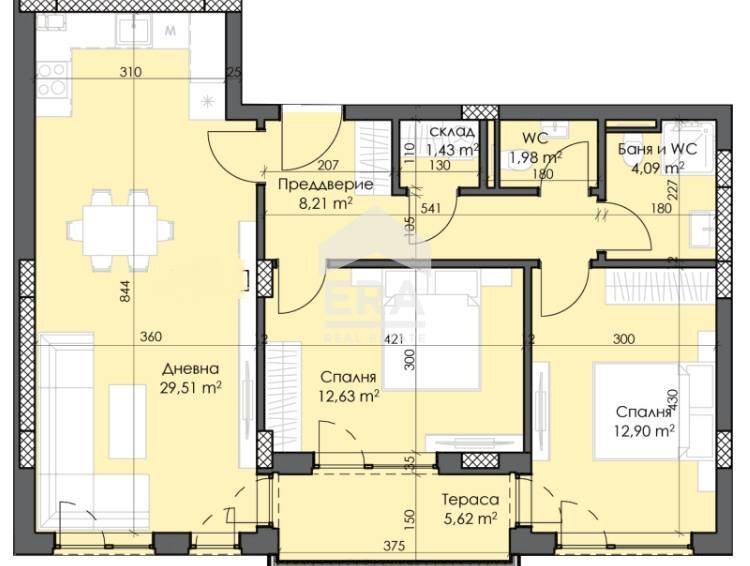 Trilocale Plovdiv (zona Тракия) - planimetria 1