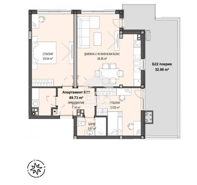 Three-room apartment Sofia (neighborhood Кръстова вада) - floor plans 1