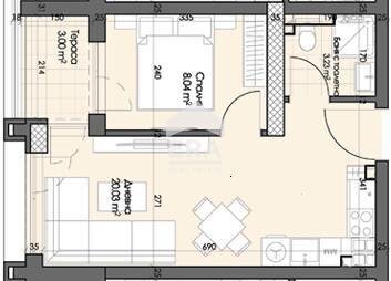 Bilocale Plovdiv (zona Гагарин) - planimetria 1