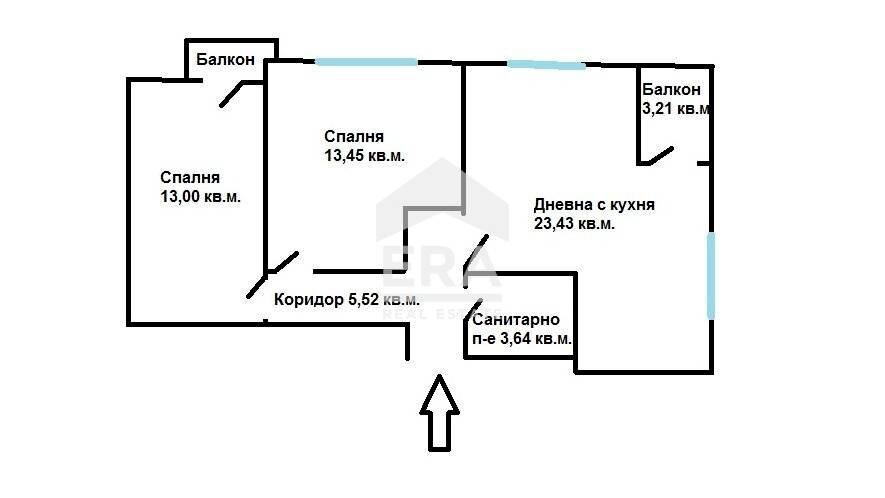 Three-room apartment Varna (neighborhood Трошево) - floor plans 1