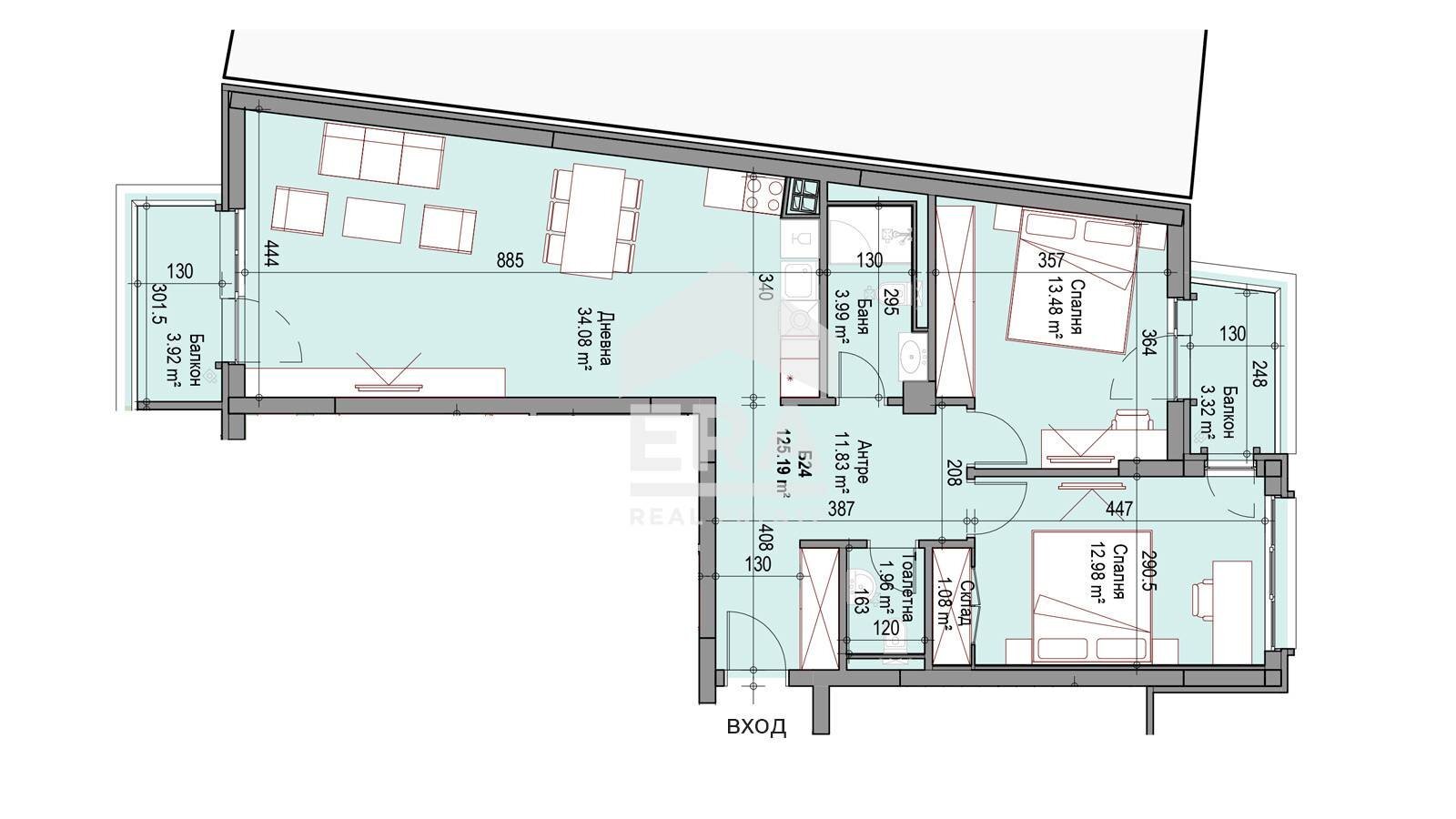 Three-room apartment Sofia (neighborhood Подуяне) - floor plans 1