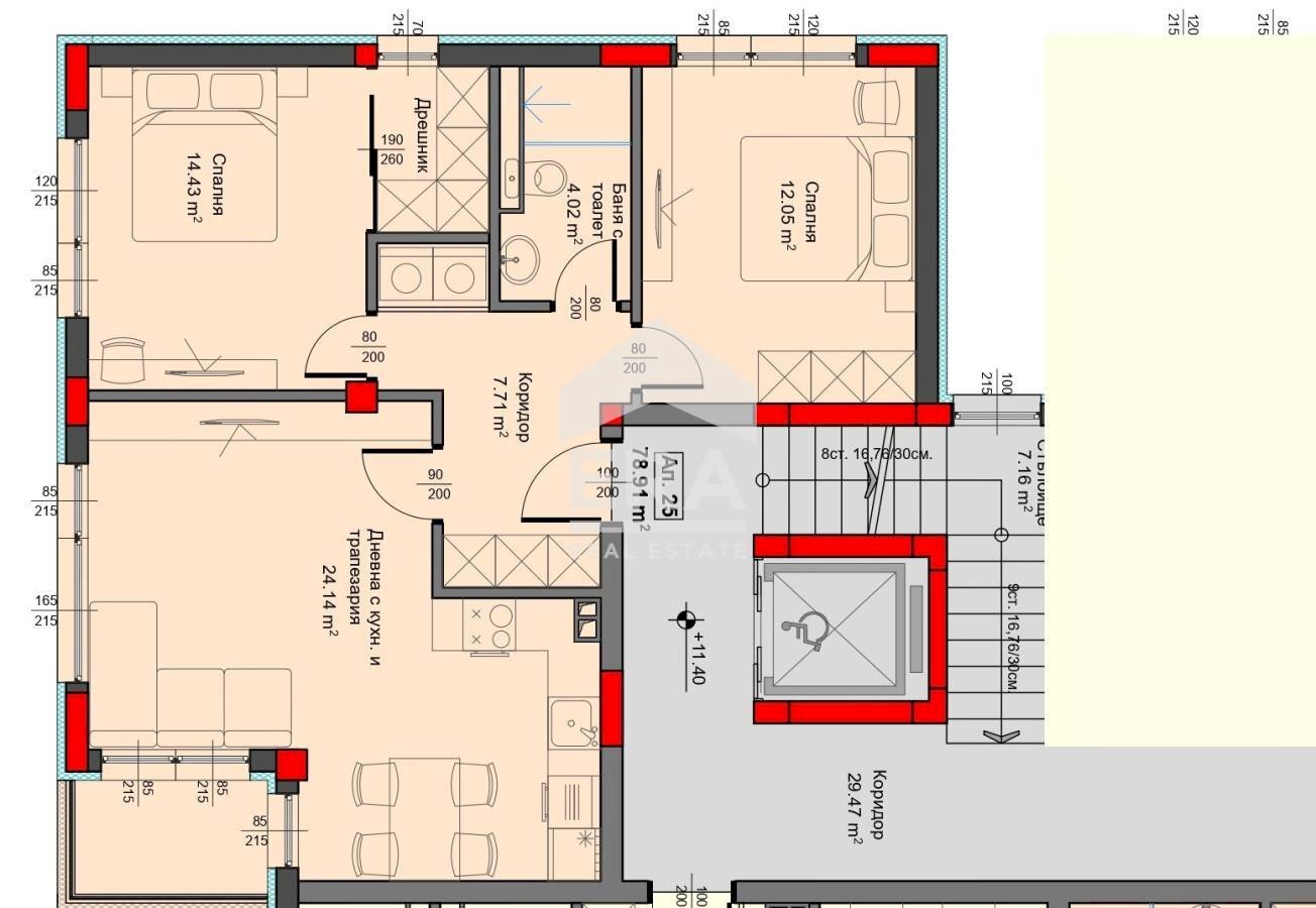 Three-room apartment Varna (neighborhood Аспарухово) - floor plans 1
