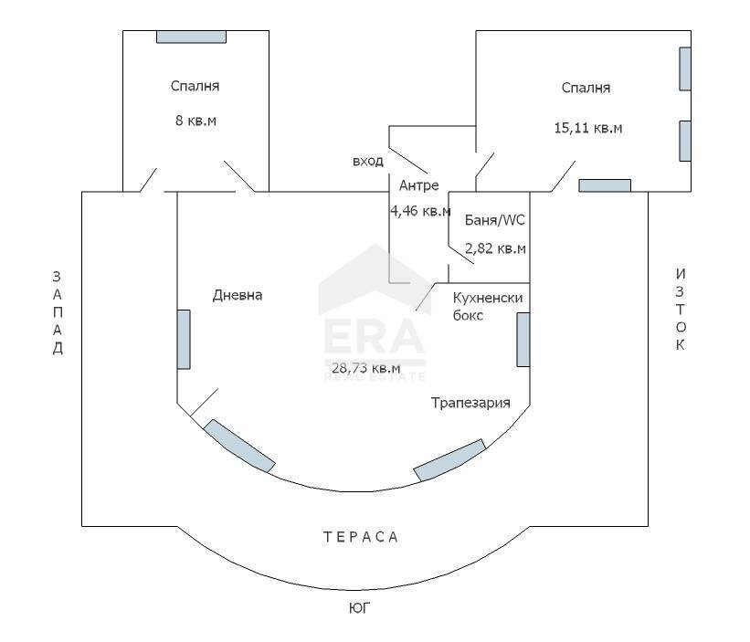Three-room apartment Varna (neighborhood Виница) - floor plans 1