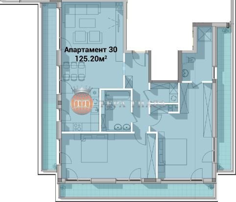Three-room apartment Sofia (neighborhood Полигона) - photo 1