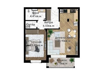 Two-room apartment Plovdiv (neighborhood Беломорски) - photo 1