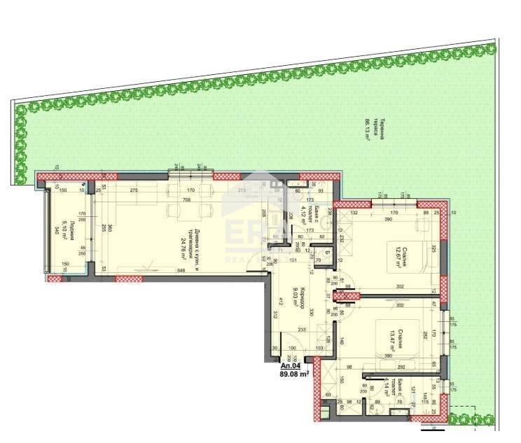 Three-room apartment Varna (neighborhood Възраждане 3) - floor plans 1