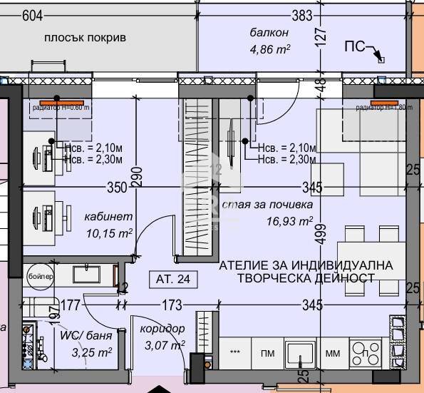 Two-room apartment Sofia (neighborhood Сухата река) - floor plans 1