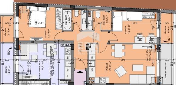 Three-room apartment Sofia (neighborhood Сухата река) - floor plans 1