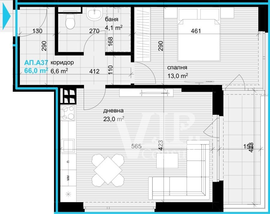 One-room apartment Varna (neighborhood Аспарухово) - photo 1