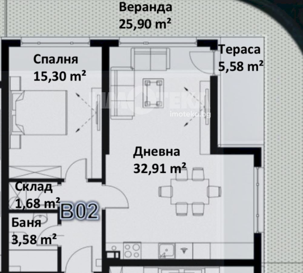 Bilocale Plovdiv city, Plovdiv - planimetria 1