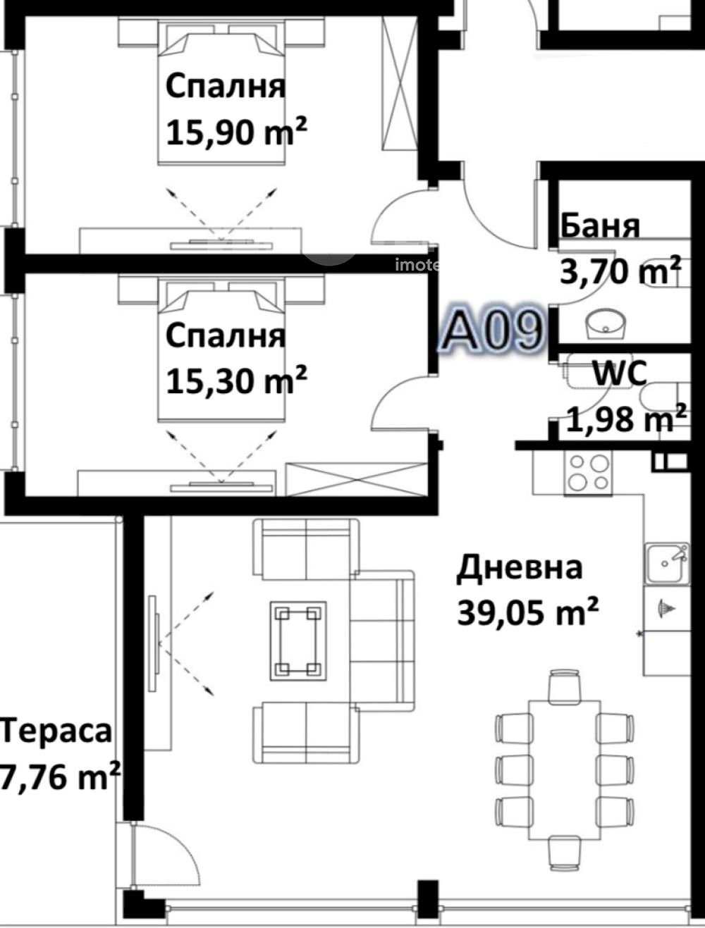 Three-room apartment Plovdiv city, Plovdiv - floor plans 1