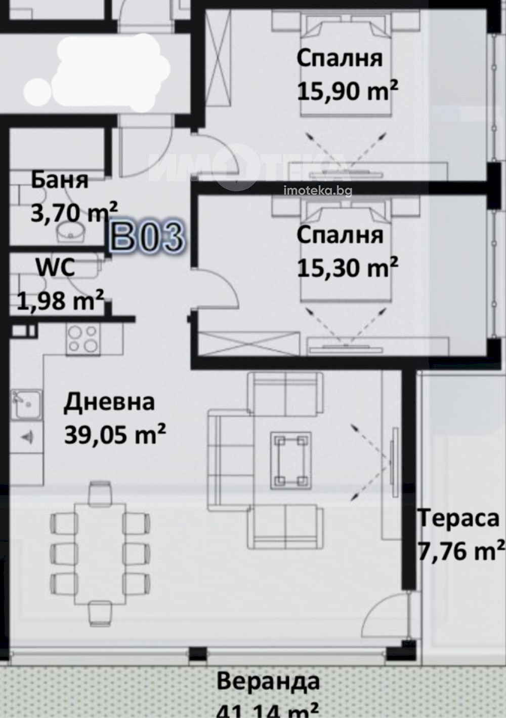 Three-room apartment Plovdiv city, Plovdiv - floor plans 1