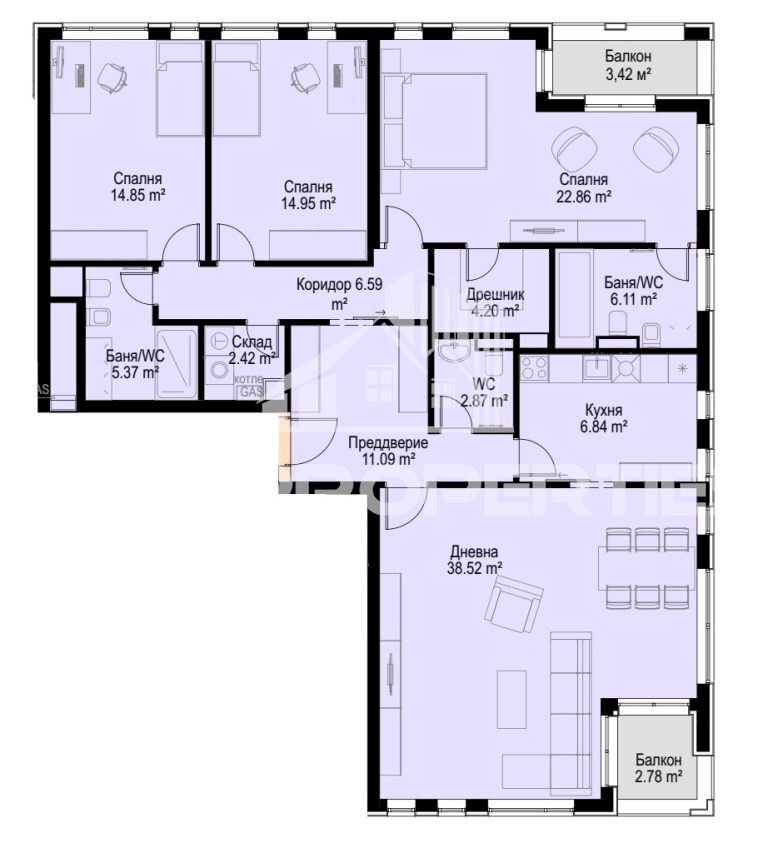 Three-room apartment Sofia - photo 1